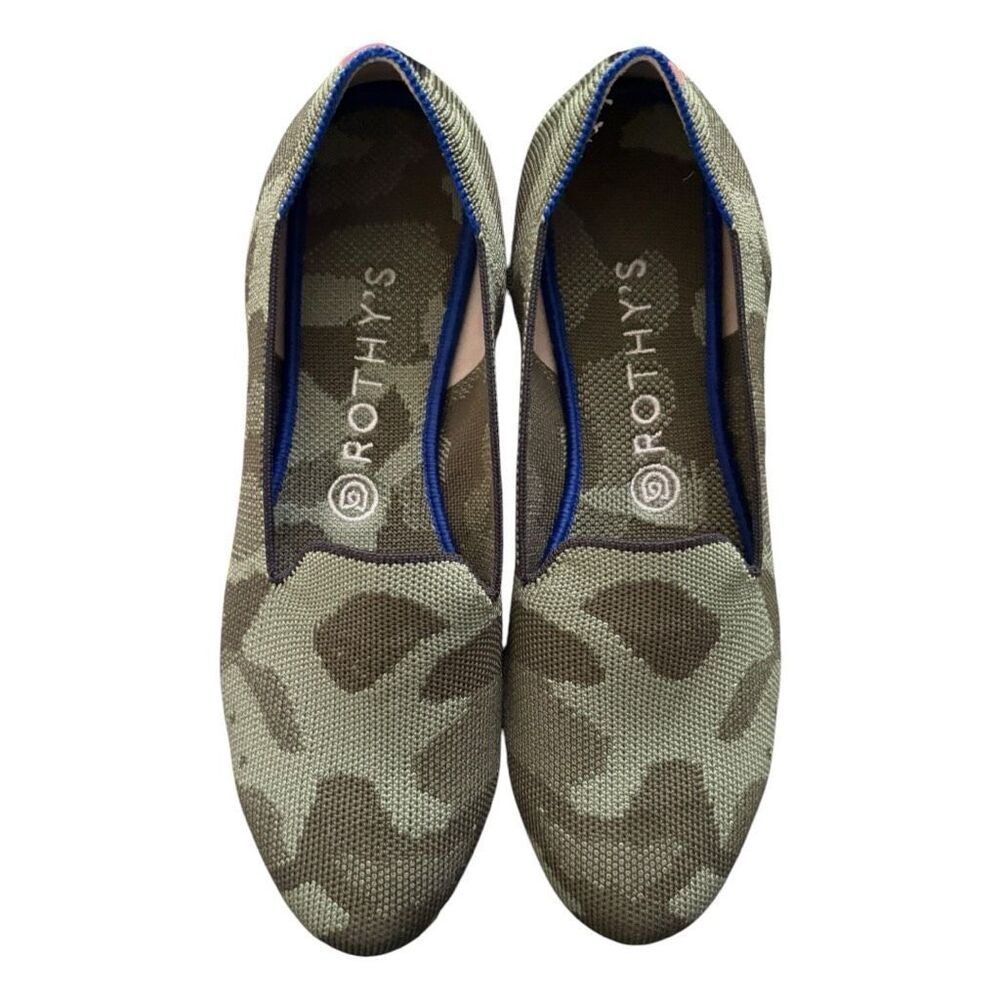 Rothy's Halo Green Camo Ballet Flat loafers Women’s Size 8.5 Round toe